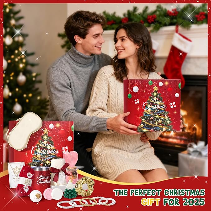 Advent Calendar 2025 Women-12 Days of Christmas Advent Calendars for Adult Women and Teen Girls, Luxury Spa Self Care Christmas Gifts Basket Countdown Calendar for Mom Wife Girlfriend Red