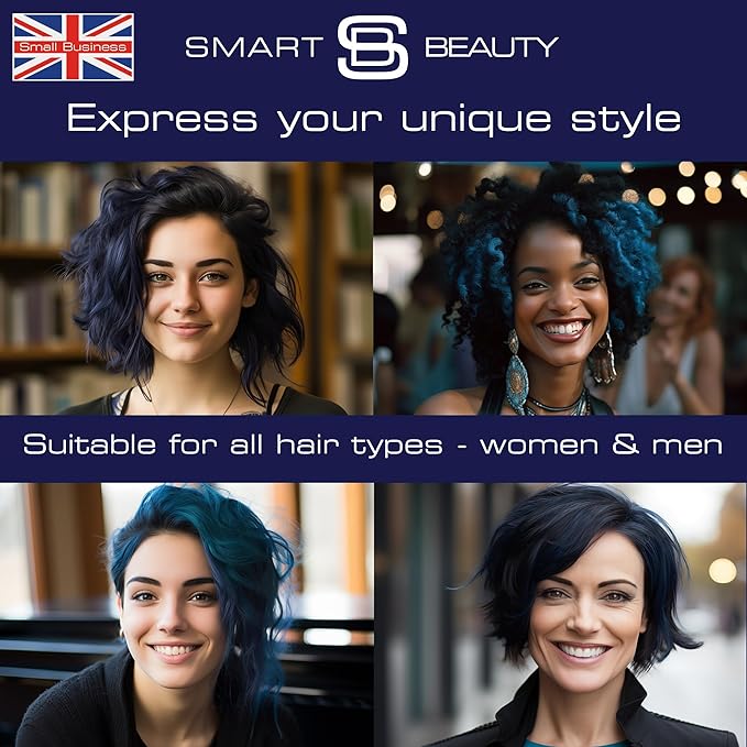 Blue Black Hair Dye Permanent with Anti-Breakage Plex Hair Care, Vegan Hair Dye & Cruelty-Free, 100% Grey Coverage, Midnight Blue, For All Hair Types. Smart Beauty
