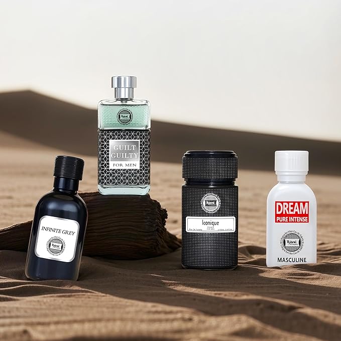 Hybrid & Company Mens 4 Pcs Infinite Grey Dream Pure Intense Iconique France Guilty Eau De Perfum Vaporisateur Natural Spray