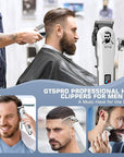 GTSPro Hair Clippers for Men, Clippers and Trimmers Set, Barber Clippers, Electric Hair Trimmer with Box, Gifts for Men White