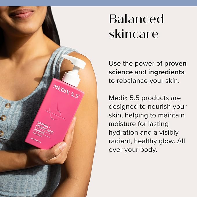 Medix 5.5 Retinol Body Lotion Skincare Moisturizer | Anti Aging Retinol Body Cream | Skin Care Tightening Lotion For Women & Men Helps Diminish Look Of Crepey Skin, Wrinkles, & Fine Lines, 15 Fl Oz
