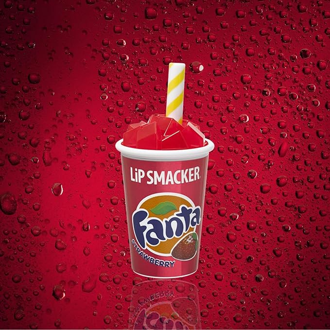 Lip Smacker Coca Cola Lip Balm, Moisturizing, Collectible Beverage Cup Design, Sheer Finish for Smooth Lips - Strawberry Fanta