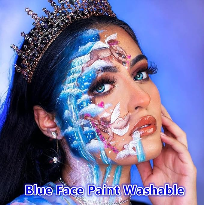 Go Ho Royal Blue Face Body Paint Stick,Easily Washable Formula Face Paint Stick,Non-toxic Full-coverage Cream Blue Body Paint for Halloween Cosplay SFX Mystique Smurf Clown Makeup