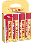 Burt's Bees Lip Balm - Pomegranate, Lip Moisturizer With Responsibly Sourced Beeswax, Tint-Free, Natural Origin Conditioning Treatment, 4 Tubes, 0.15 oz.