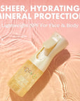 Kopari Golden Sunglaze Sheer Body Mist Sunscreen SPF 50, Infused with Shimmering Body Oil, Hydrating Mist, Hydrates, Brightens, Gives Skin a Glowy Finish, Lightweight, Fast-Absorbing.
