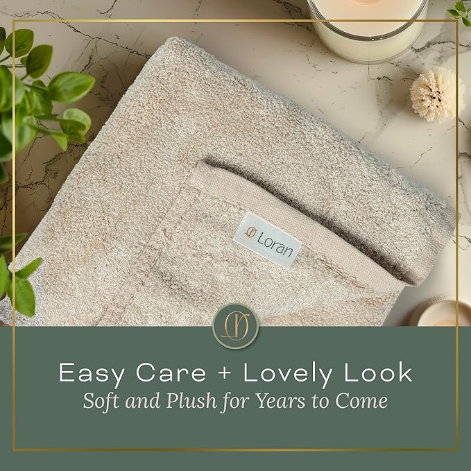 Vanilla Extra Large Washcloths Set of 6 Soft Body Cloths 13” x 13” 70% Viscose Derived from Bamboo, 30% Cotton Spa-Like Feel Silky for Skin Cleansing