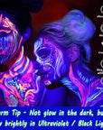 CCbeauty Neon Blue Face Paint Stick, UV Blue Face Painting Kit, Full Coverage SFX Makeup Foundation, Professional Non-Toxic Body Paint for Halloween Costume Cosplay Party, Glow In The Dark Makeup