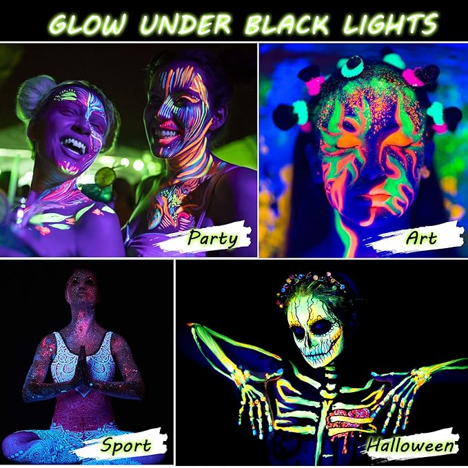 CCbeauty Neon Orange Face Paint Stick, UV Orange Face Painting Kit, Full Coverage SFX Makeup Foundation, Professional Non-Toxic Body Paint for Halloween Costume Cosplay Party, Glow In The Dark Makeup