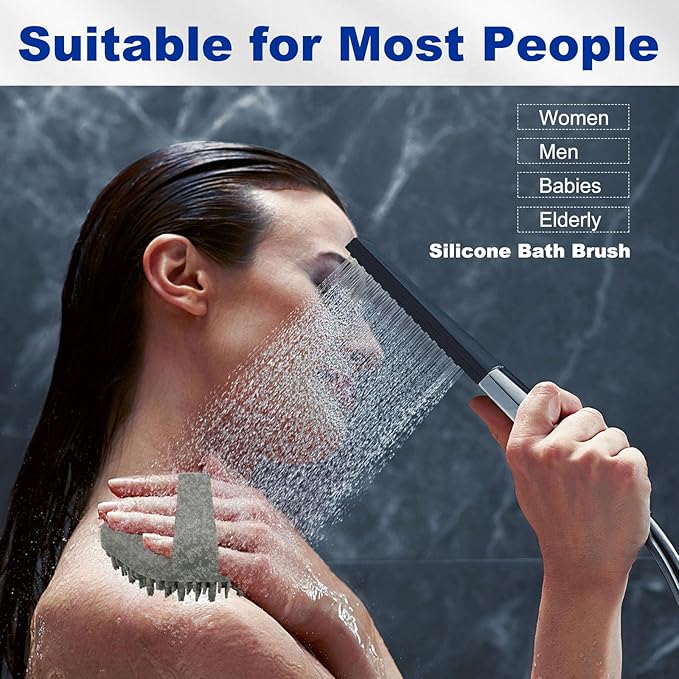 Silicone Body Scrubber, Men Body Scrubber, Gentle Exfoliating, Suitable for All Skin Types, Handheld Shower Brush, Rich Lathering, Easy to Clean (Gray)