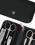 3 Swords Germany – brand quality 8 piece manicure pedicure grooming kit set for professional nail care with genuine leather case black - Made in Germany