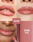 Oulac Pink Lipsticks for Women, Coral Nude Matte Lipstick, Full Coverage Lip Color, Satin Matte Finish, Cream Texture, Hydrating, Infused with Hyaluronic Acid, Vegan & Clean Beauty 4g SG06 Babe