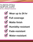 Maybelline New York Foundation, Superstay 24 Hour Longlasting 30, Sand 30 ml