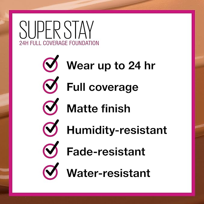 Maybelline New York Foundation, Superstay 24 Hour Longlasting 30, Sand 30 ml
