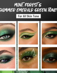 Green Eyeshadow Palette with Mirror Lime Forest Emerald Tones Matte Shimmer 6 Colors Mini Eye Shadow Pallet Travel Size Highly Pigmented for Goth Fairy Joker Wicked Halloween Parties Makeup
