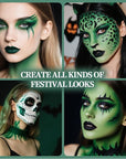 Matte Dark Green Face Body Paint Stick, Colored Professional Full-Coverage Oil-Based Cream Face Painting Stick, Eye Black Sticks for Halloween Cosplay Christmas Party, Foundation Makeup for Adults-09