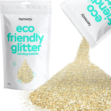 Hemway Biodegradable Glitter Eco Friendly - 100g/3.5oz Bio Cosmetic Safe Sparkle Vegan for Face Eyeshadow Body Hair Festival Makeup Craft - Fine (1/64" 0.015" 0.4mm) - Champagne Gold