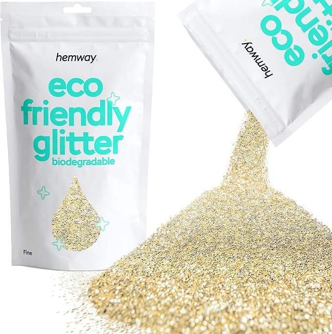 Hemway Biodegradable Glitter Eco Friendly - 100g/3.5oz Bio Cosmetic Safe Sparkle Vegan for Face Eyeshadow Body Hair Festival Makeup Craft - Fine (1/64" 0.015" 0.4mm) - Champagne Gold