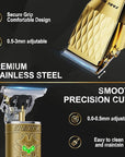 FADEKING® Professional Hair Clippers for Men - Cordless Hair Clippers, LCD Display Barber Clippers for Hair Cutting & Mens Grooming with Travel Case (Gold+Bronze)