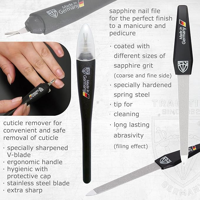 3 Swords Germany - brand quality 10 piece manicure pedicure grooming kit set for professional finger & toe nail care scissors clipper fashion leather case in gift box, Made by 3 Swords (03614) Red