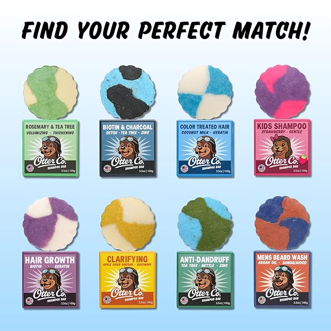 Otter co. Solid Shampoo for Color Treated Hair – Keratin & Argan oil – Swimmers Shampoo Anti Chlorine – Coconut milk, Jojoba oil, Ginger, Green Tea, Rosemary – Vegan, Sulfate Free – USA Made