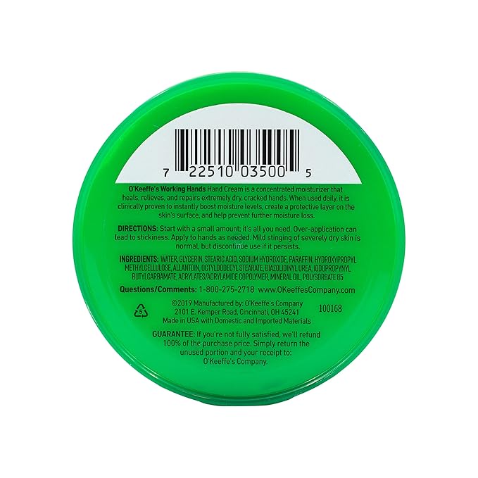 O'Keeffe's K0350002-8 Working Hands Hand Cream in Jar (8 Pack), 3.2 oz