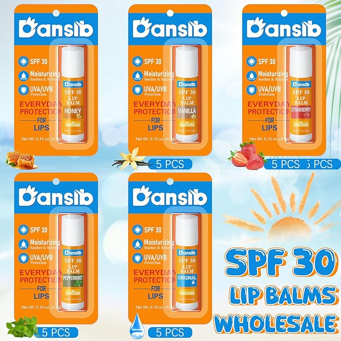 5 Pcs Sunscreen Lip Balms Bulk
