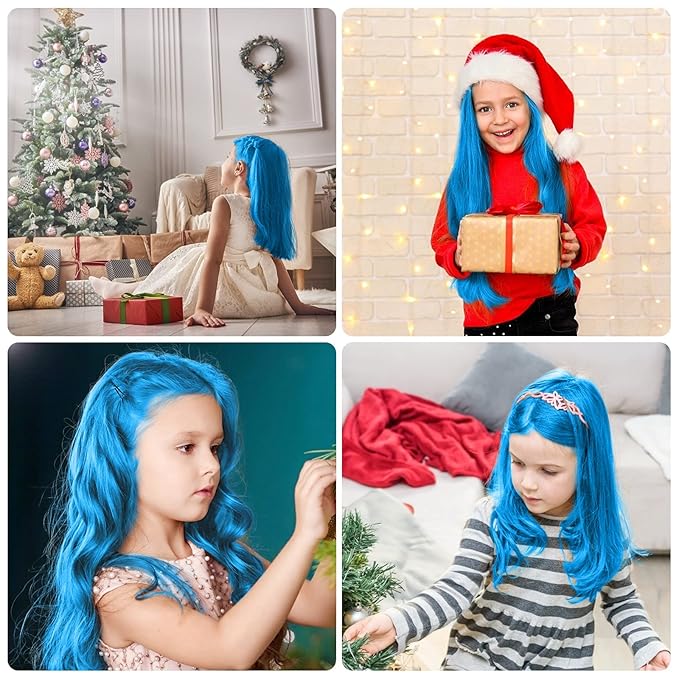New Hair Chalk Comb Temporary Bright Hair Color Dye for Girls Kids, Washable Hair Chalk for Girls Age 4 5 6 7 8 9 10 New Year Birthday Cosplay DIY, Halloween, Christmas (Blue)