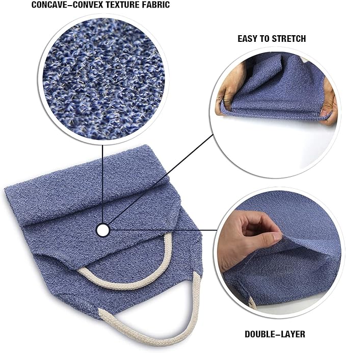 Evridwear Exfoliating Back Scrubber with Handles Two Sides for Body Shower Deep Cleans Skin Massages Invigorating Blood Circulation Men Women One Size (Back Scrubber)