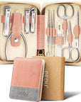 DEOU Manicure Sets Nail Clippers Stainless Steel Manicure and Pedicure kit Girls Professional Nail Files and Men's Grooming Scissors Tools for Home Personal Care or Gifts (Pink)