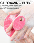 INNERNEED Food-Grade Soft Silicone Body Scrubber Shower Brush Handheld Cleansing Skin Brush, Gentle Exfoliating and Lather Well (Dark Green+Pink)
