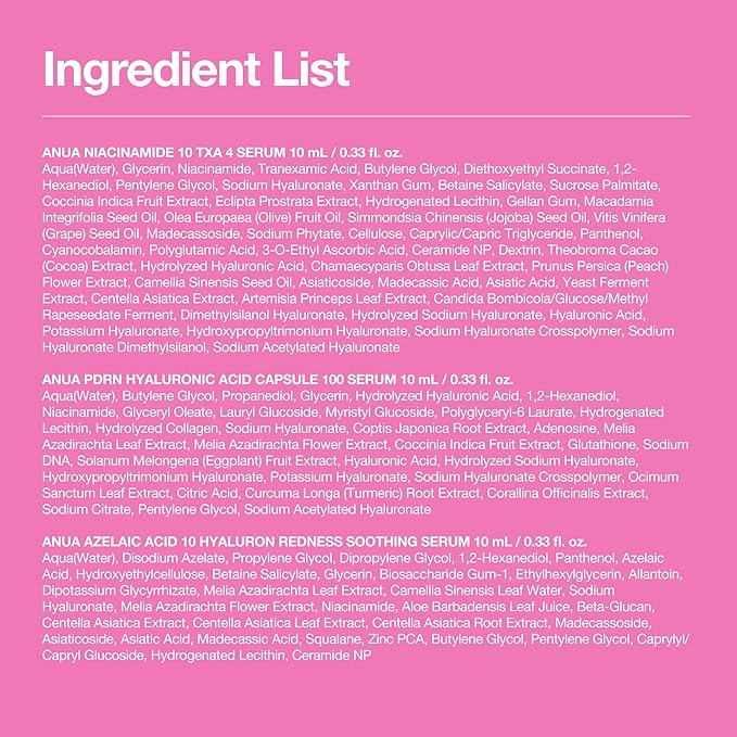 Anua Serum Discovery Trio, Mini Face Serum Travel Size Kit with Hyaluronic Acid, Niacinamide & Azelaic Acid, Hydrating Soothing Gift Set for Women, Korean Skincare Set -10ml/0.33fl.oz × 3EA