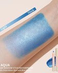 Oulac Shimmer Blue Eyeshadow Stick - Highly Pigmented Eye Shadow Pencil Waterproof & Long Lasting, Shimmering Glitter Finish, Blendable Eyes Makeup, Vegan Beauty 3.8g, (08) Aqua