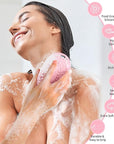 2 Pack Silicone Body Scrubber for Shower - Soft & Gentle Loofah Alternative for Sensitive Skin, Quick-Drying & Hygienic Body Wash Scrubber Brush for Women, Men & Kids (Black & Pink)