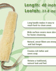 Vietnamese Natural Loofah Back Scrubber - 100% Plant-Based Exfoliation Shower Sponge, Handcrafted Whole Loofah Gourd with Jute Fiber Handle, Suitable for Men & Women (1-Pack)