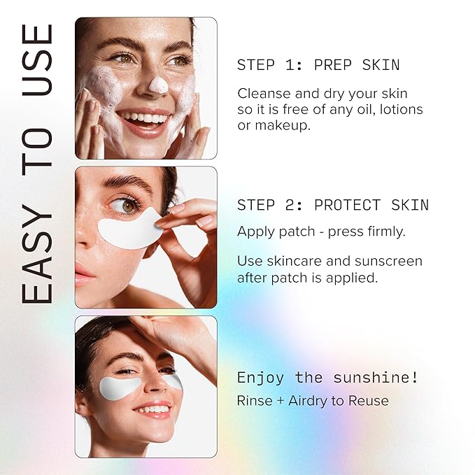 Sun Patch, Reusable Under Eye Sunblock Patches, 100% Silicone Sunscreen Under Eye Patches for UV Protection, Face Stickers with UPF 50, 1 Pack/4 Pairs, White (Golf, Surf, Swim, Ski & Snow, Outdoors)