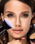 Makeup Brush Kabuki Face Brushes Retractable Travel Blush Brush Portable Flawless for Foundation, Powder Blush, Bronzer, Buffing, Liquid, Cream, Cruelty Free with Cover(Flat-Head)