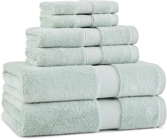 Aston & Arden Egyptian Bath Towel Set - Oversized Ultra Soft Thick & Absorbent, 100% Ringspun Egyptian Cotton Bathroom Towel for Spa, Hotel, 600 GSM, Green
