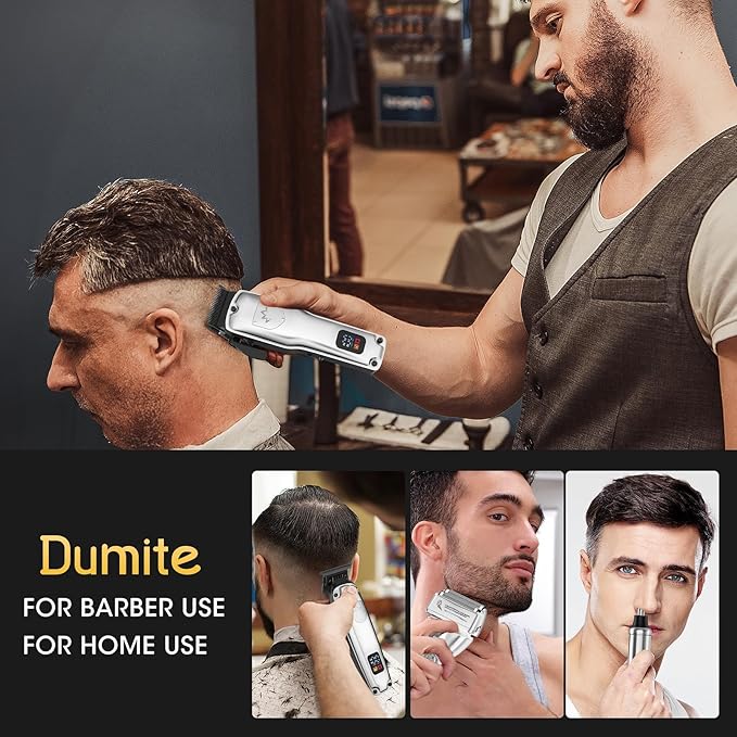 Hair Clippers for Men,4 in 1 Professional Hair Clippers T-Blade Trimmer Electric Foil Shaver Nose Hair Trimmer Set,Cordless Barber Hair Cutting Men’s Grooming Kit LCD Display Gifts (Silver)
