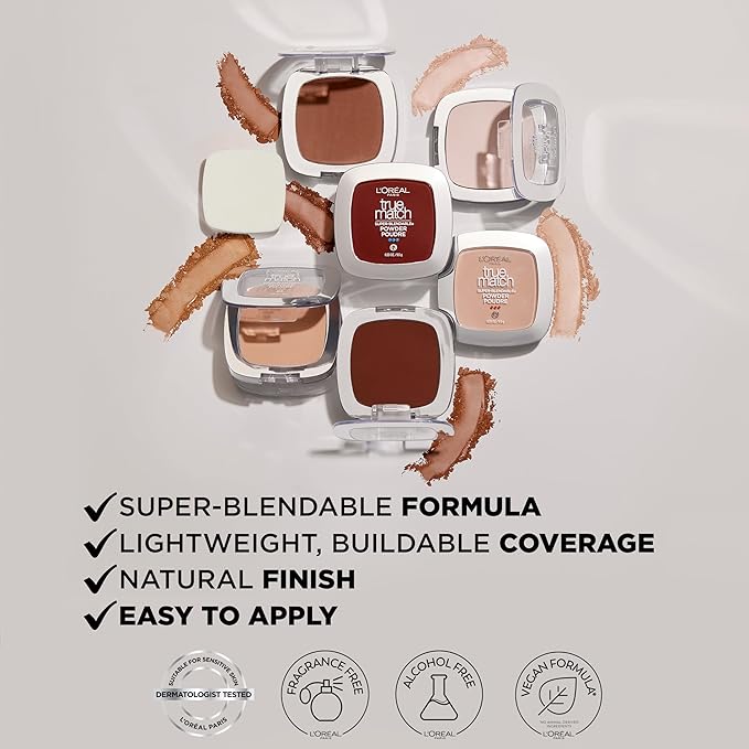 L'Oreal Paris True Match Super Blendable Oil Free Foundation Powder, N1 Light, 0.33 oz, Packaging May Vary