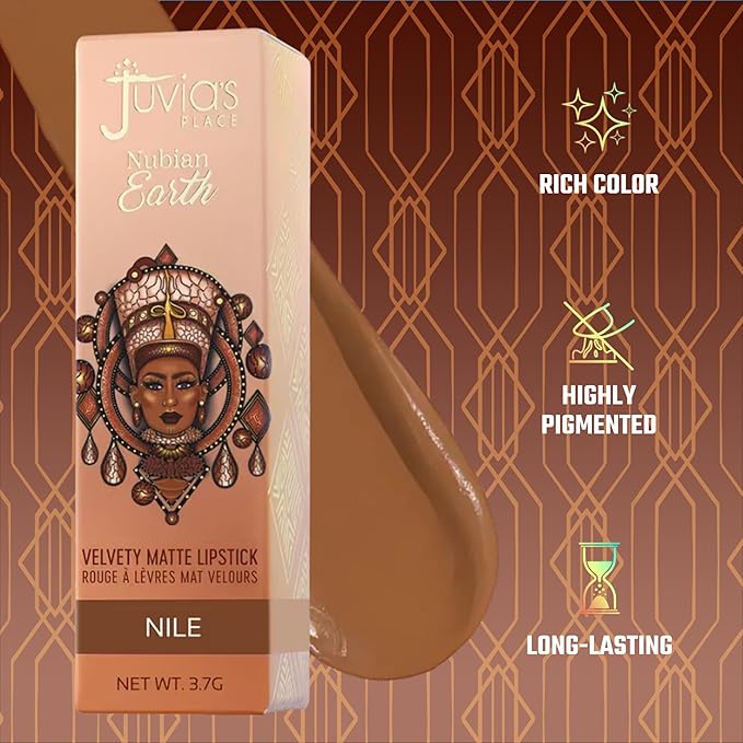 Juvia's Place Nubian Earth Matte Lipstick Nile - Hydrating & Long-lasting, Richly Pigmented Lip Makeup, Creamy Lipstick with Matte Finish, Beauty & Lip Care Product