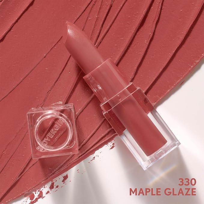 COVERGIRL Clean Lip Color, Maple Glaze, Satin Finish, Squalane, Avocado & Aloe, Carmine-Free, Non-Drying, 0.12oz