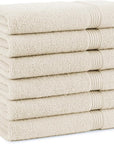Arkwright Bathroom Hand Towels Set of 6 - Super Soft 100% Cotton, 600 GSM Quick Dry & Absorbent, Luxury Bath Essentials for Hotels, Spa, Hosts, and Vacation Rentals, Alabaster Ivory