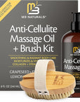 Anti Cellulite Massage Oil and Firm Dry Brush Kit | Collagen & Stem Cell Skin Tightening Kit | Radiant Body Care Kit for Women by M3 Naturals
