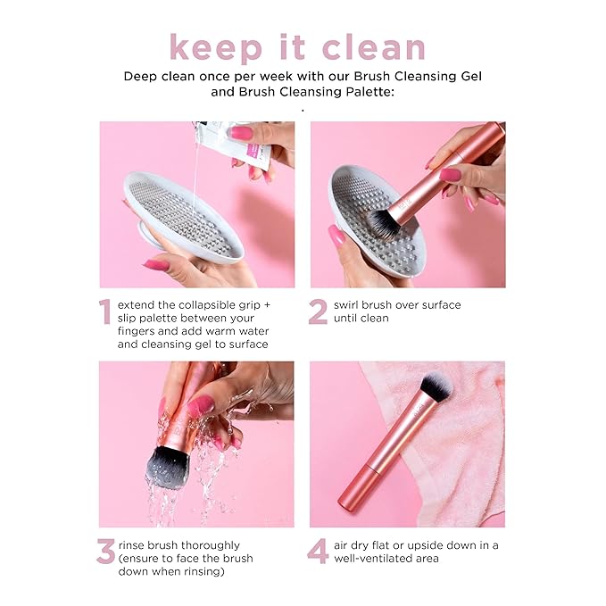 Real Techniques Extra Big Stippling Brush, Large Makeup Brush for Liquid & Cream Foundation, BB/CC Cream, Skin Tints, XL Oversized Brush, Cruelty-Free, Synthetic Bristles, 1 Count