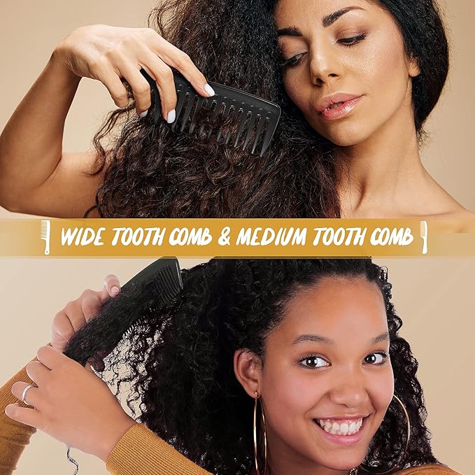 SalonSilk Professional Combs Set for Natural Black Curly Hair for Ladies