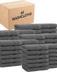 Arkwright Bath Washcloths 12 Pack - (Bulk Case of 60) Super Soft 100% Cotton, 600 GSM Quick Dry & Absorbent, Luxury Face & Body Wash Cloth Towels for Hotels, Spa, and Vacation Rental, Pewter Grey