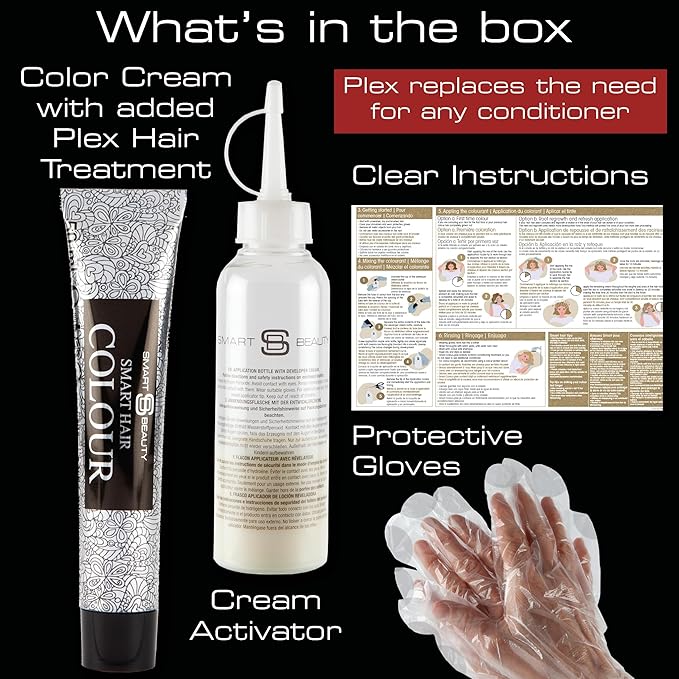 Pure Black Hair Dye Permanent with Anti-Breakage Plex Hair Care, Vegan Hair Dye & Cruelty-Free, 100% Gray Coverage, Natural Black Hair Color, For All Hair Types. Smart Beauty