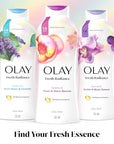 Olay Body Wash for Women, Fresh Radiance, Refreshing & Renewing, Made with Plant Based Cleansers, B3 Botanical Complex, For All Skin Types, Peach & Cherry Blossom Scent, 22 fl oz (Pack of 4)
