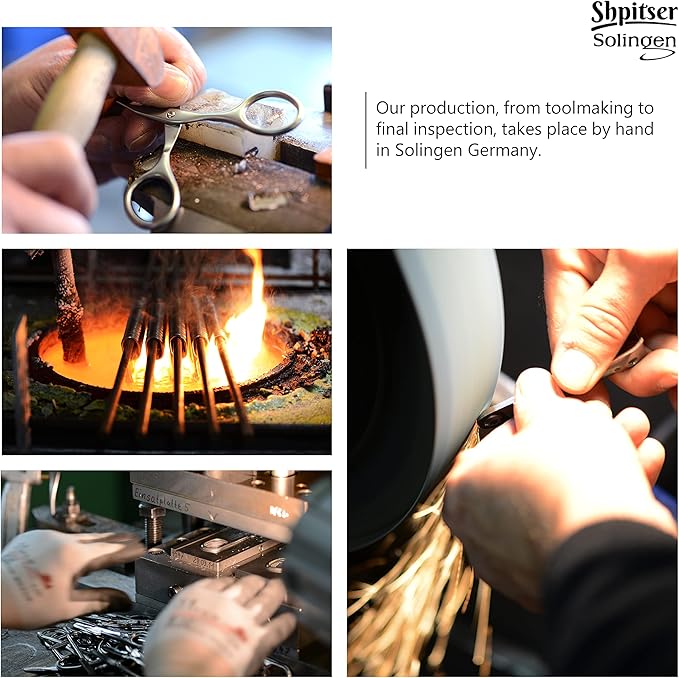 SHPITSER Professional 7pc TopInox Surgical Stainless Steel Tools Manicure Pedicure Set in Genuine Durable Leather Case Handmade in Solingen Germany for Nail and Cuticle Care