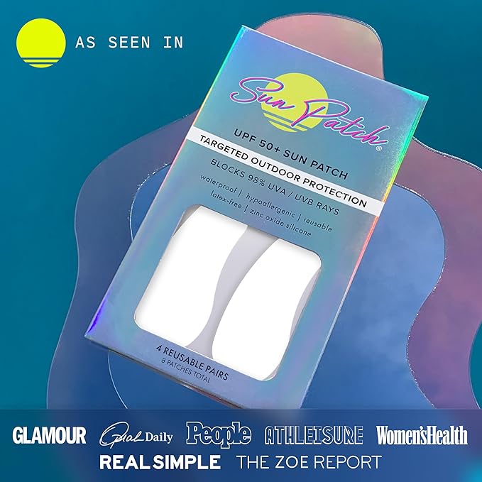 Sun Patch, Reusable Under Eye Sunblock Patches, 100% Silicone Sunscreen Under Eye Patches for UV Protection, Face Stickers with UPF 50, 1 Pack/4 Pairs, White (Golf, Surf, Swim, Ski & Snow, Outdoors)